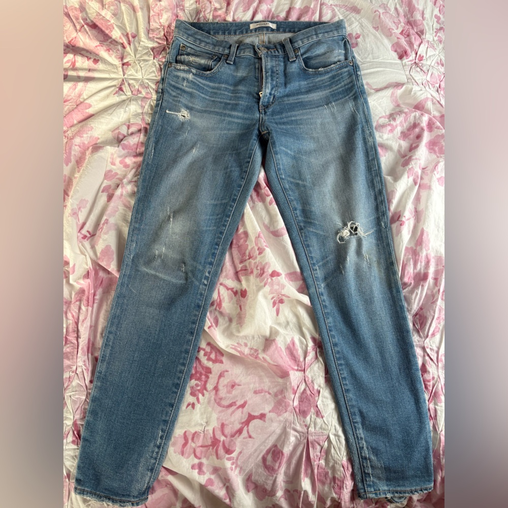 Moussy Light Blue Distressed Skinny Jeans